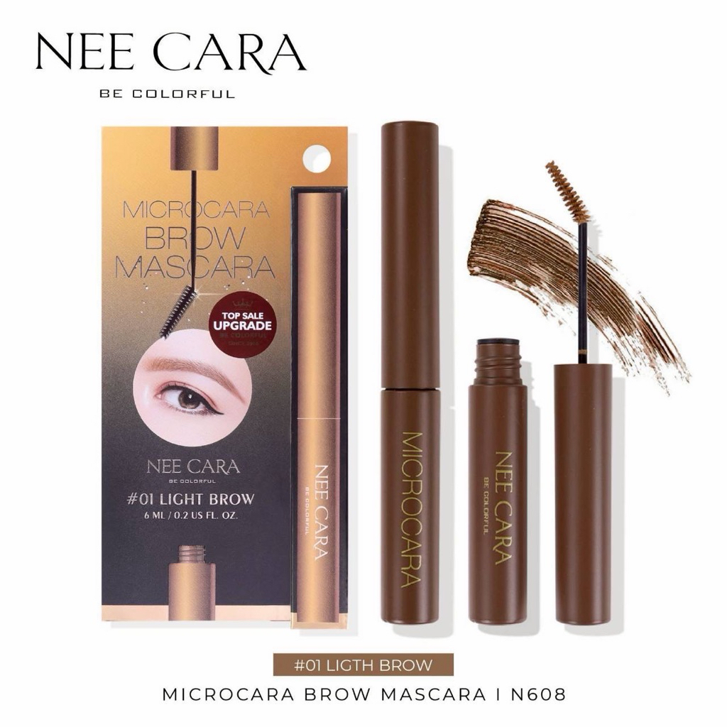 นีคารา มาสคาร่าคิ้ว ปัดคิ้ว หัวแปรงสลิม กันน้ำ กันเหงื่อ #N608 Nee Cara Be Colorful Microcara Brow Mascara 6g.