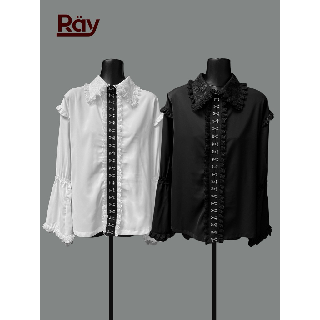RAY Loli top ( freesize ) เสื้อเชิ้ตคอปก แต่งเทปตะขอด้านหน้า เสื้อสไตล์ gothic lolita เสื้อสไตล์ญี่ปุ่น