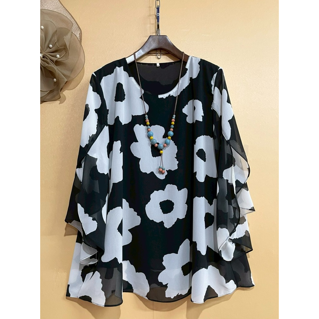 เสื้อชีฟองแขนผ่า(อก 50“-56”)  ใส่ทำงาน ลำลอง สวยสดใส
