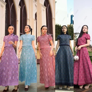 เซ็ทเสื้อแขนตุ๊กตาและกระโปรงทรง8ชิ้นแพรวาลายนาคมี6สี