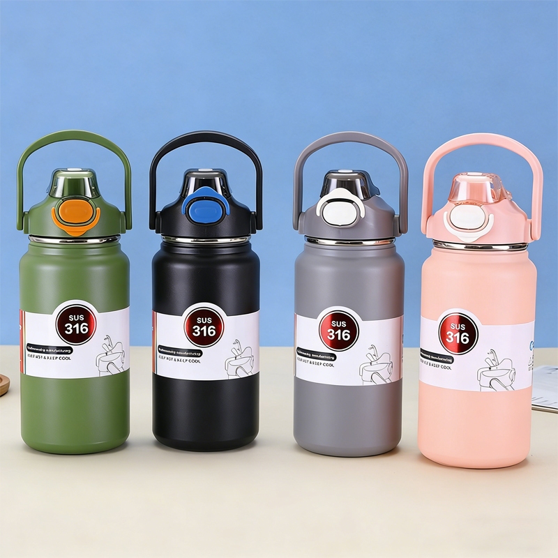 รุ่นใหม่ แก้วเก็บความเย็น 1200/1400ml แก้วมีหูหิ้ว แก้วน้ำเก็บความเย็น (สแตนเลส 316เกรดดีคุณภาพ100%)