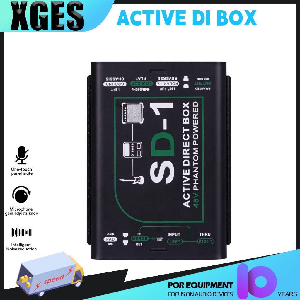 DI Box Active สำหรับเบสและกีตาร์ เซ็นเซอร์เครื่องดนตรี มัลติฟังก์ชัน สเตอริโอ HIFI สำหรับคอนเสิร์ต