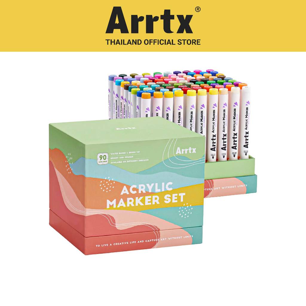 FOLIO ART : Arrtx ปากกาอะคริลิคมาร์คเกอร์ 90 สี Landscape colors set (Brush Tip) รหัส 94022