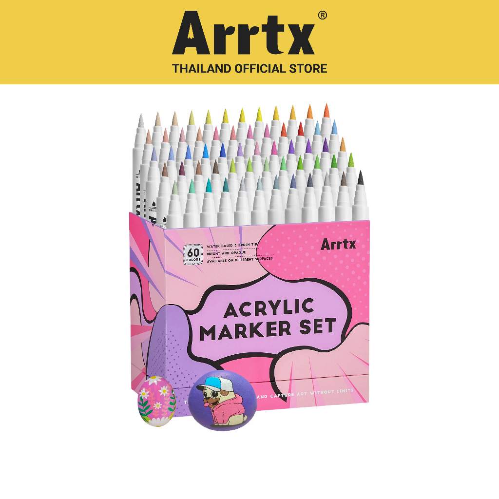 FOLIO ART : Arrtx ปากกาอะคริลิคมาร์คเกอร์ 60 สี Anime colors set (Brush Tip) รหัส 94046