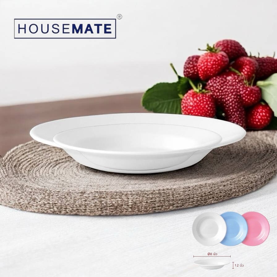 HM-604 จาน พลาสติก PET ขนาด 8 นิ้ว มี 3สีให้เลือก ( พร้อมส่ง )