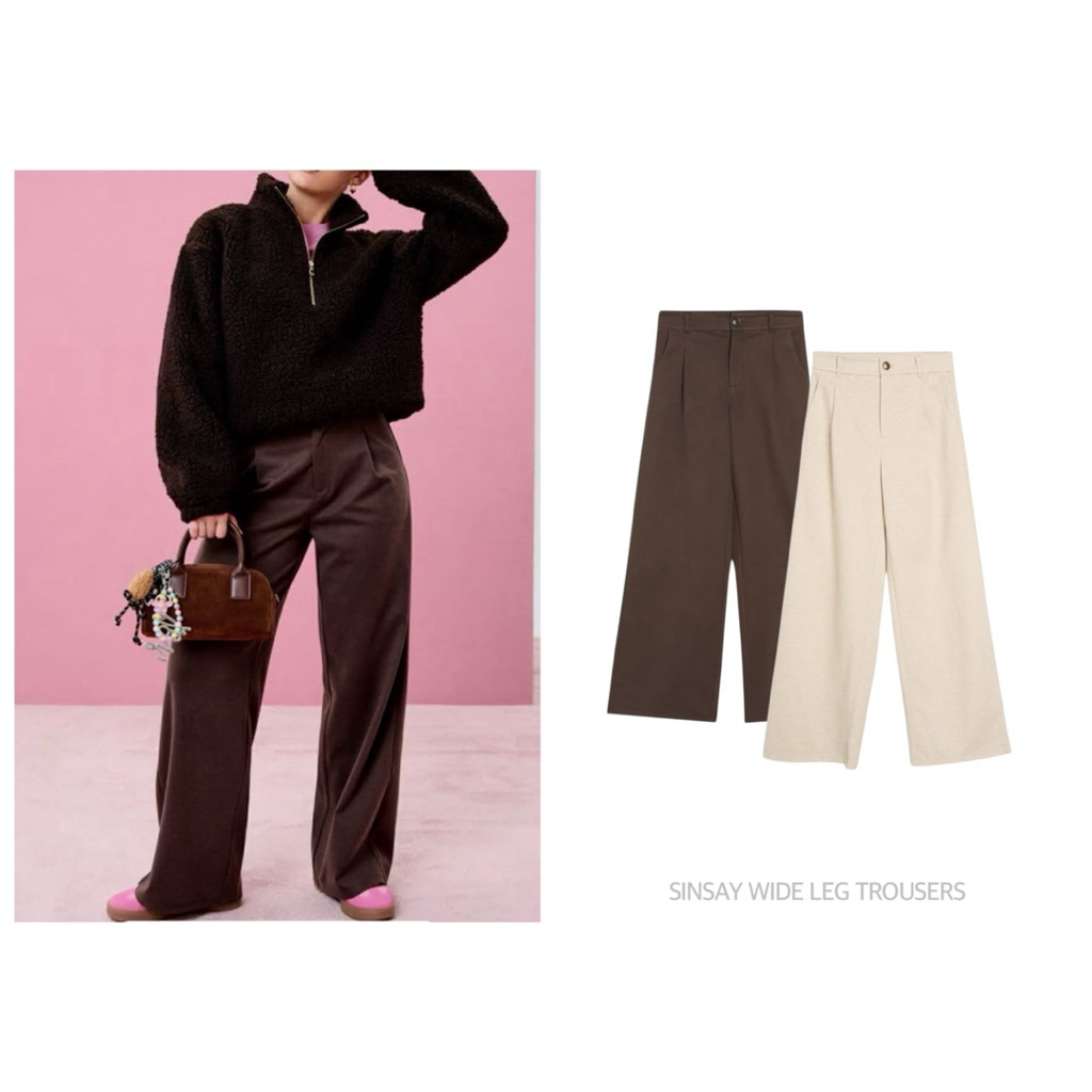 SINSAY กางเกงทรงขากว้างตรง ใส่ทำงาน WIDE LEG TROUSERS (C089)