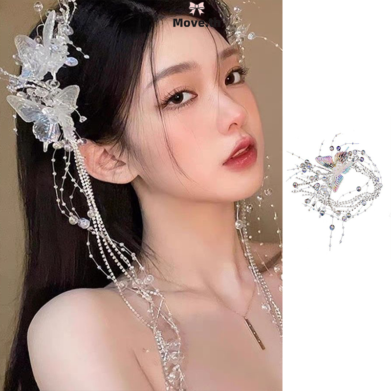 ในไทย-พร้อมส่ง✨กิ๊บติดผมสุดหรู กิ๊บขอบพู่ผีเสื้อ กิ๊บติดผมทรงนางเงือก-Move