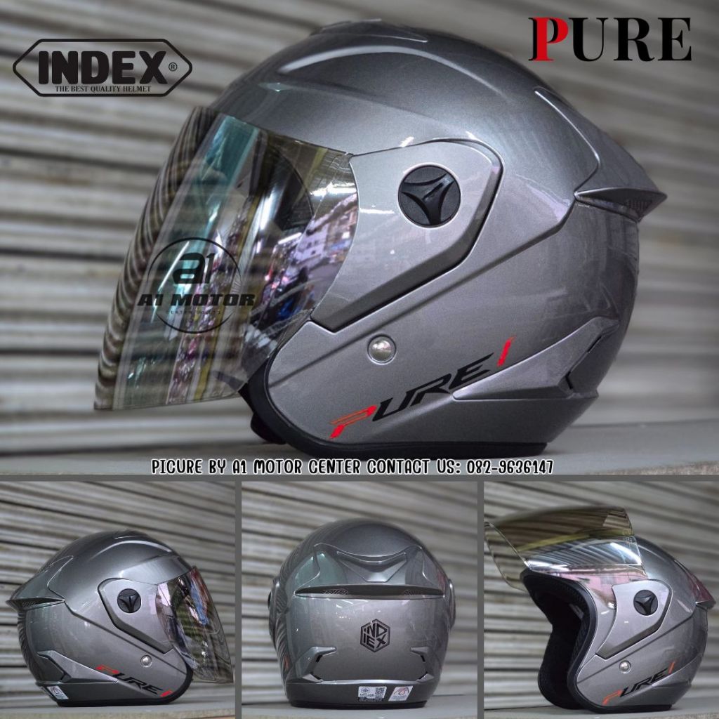หมวกกันน็อค INDEX รุ่น PURE  ไซส์ประมาน M รอบศีรษะ 56-59 cm ชิลล์ปรอททองอ่อนกัน UV น้ำหนักเบา ผ่านมาตรฐาน มอ