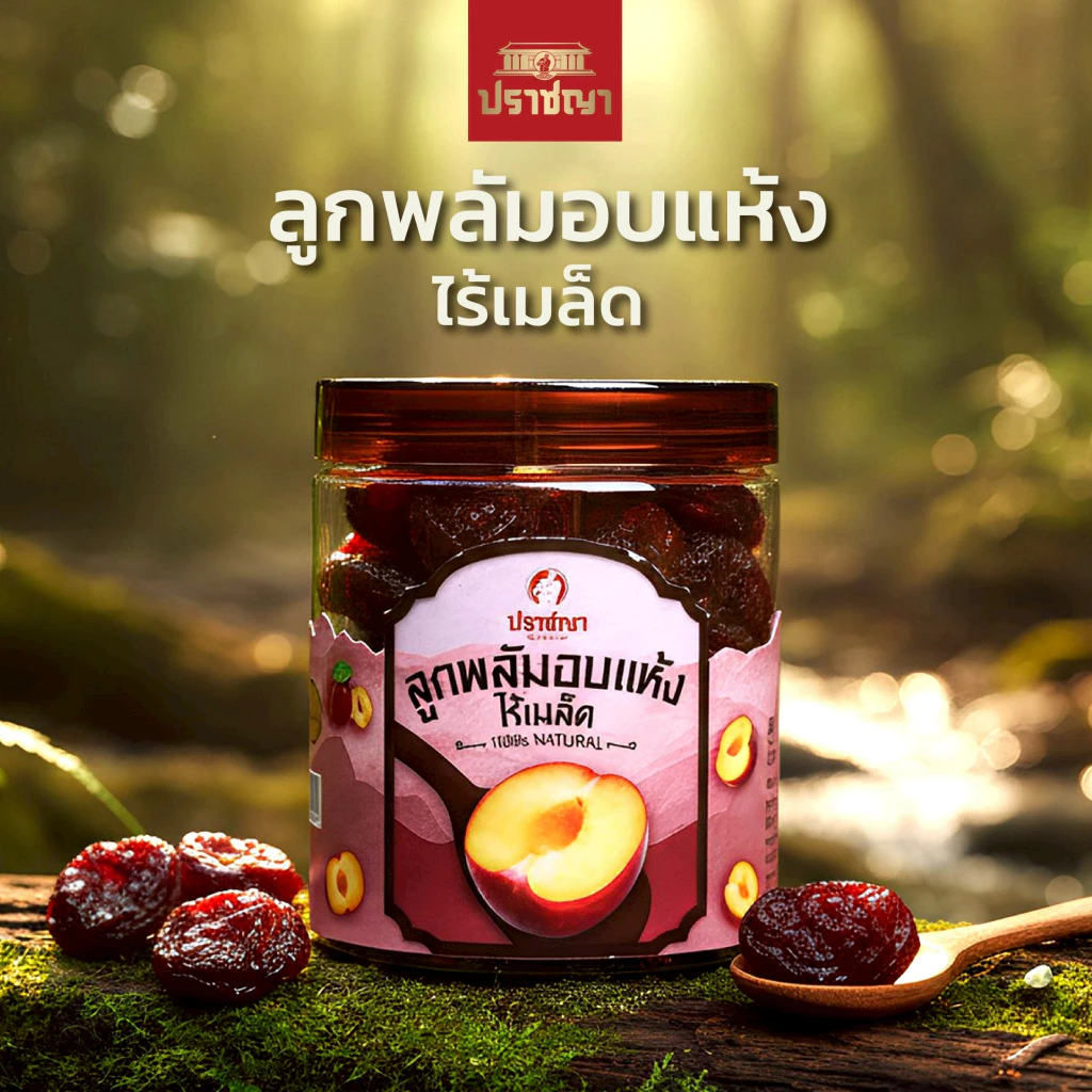 ปราชญา ลูกพลัมอบแห้งไร้เมล็ด ของกินเล่นสายสุขภาพ เปรี้ยวหวาน  หอม อร่อย เนื้อเต็มคำ ลูกพลัม 100% 220 กรัม