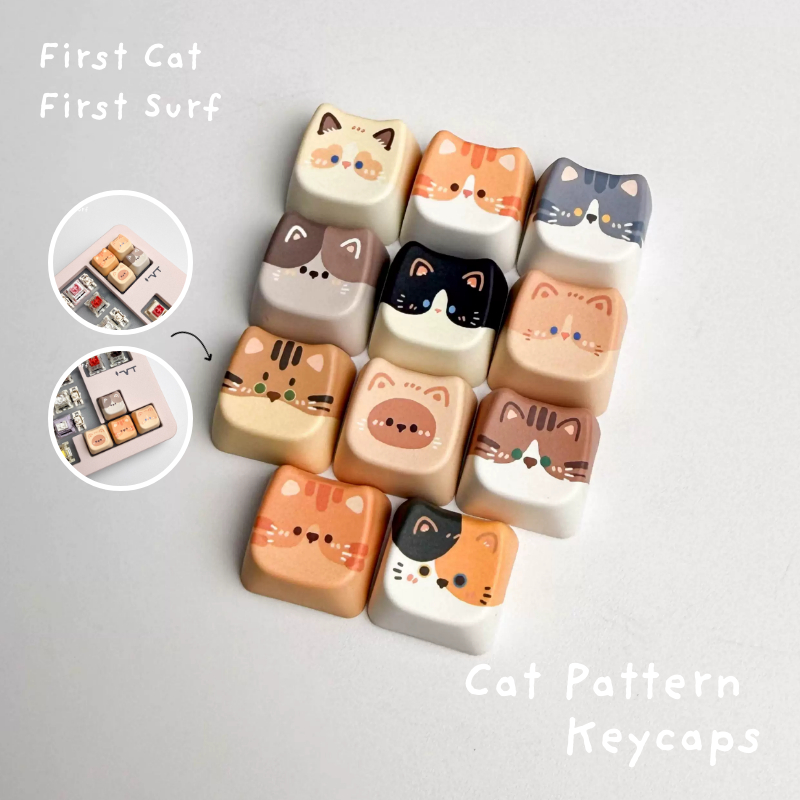 คีย์แคปแมวน่ารัก PBT 4 ชิ้น โปรไฟล์ MAO สำหรับคีย์บอร์ดกลไก ASMR เสียงกดเพลิน ตกแต่งคีย์บอร์ด สวิตช์