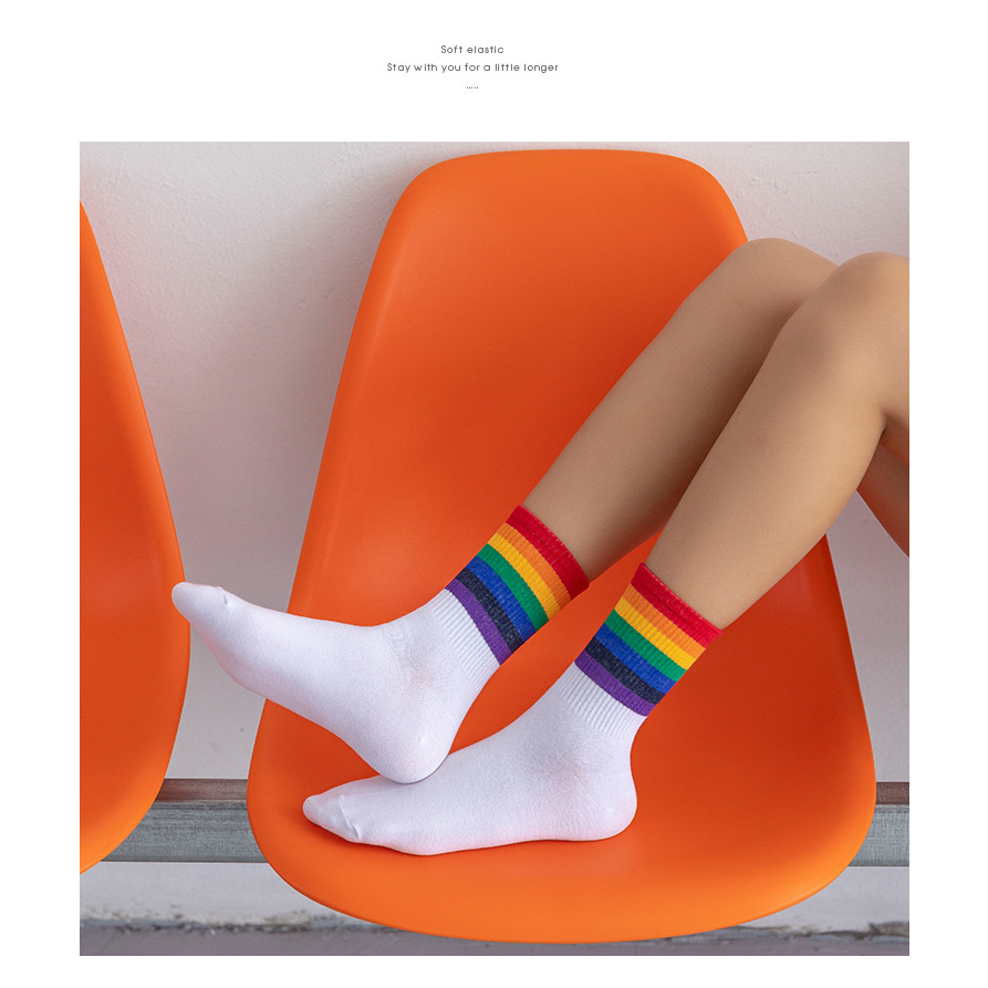 ถุงเท้าสีรุ้ง เรนโบว์ ถุงเท้าสั้น สีรุ้ง ข้อสั้น ถุงเท้าเเถบสีรุ้ง Rainbow Pride LGBT LGBTQ short so