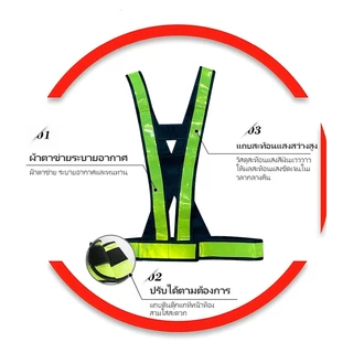 F22 Reflective Vest、เสื้อกั๊กสะท้อนแสง เสื้อจราจร ความปลอดภัย ขนาด 2 นิ้ว