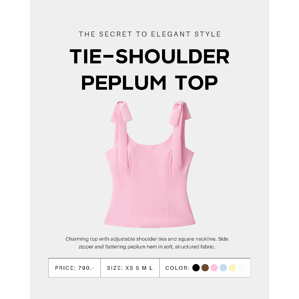 TIE-SHOULDER PEPLUM TOP