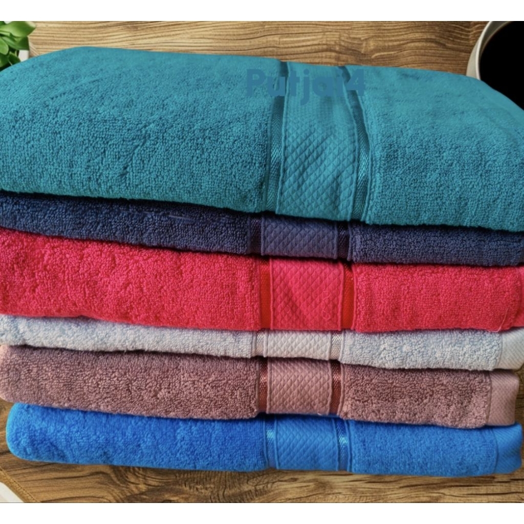 ผ้าขนหนูเช็ดตัว​cottonแท้ รุ่นจัมโบ้สีโทนพื้น​ พรีเมี่ยมทอเส้นด้าย​คู่​ หนานุ่ม ซับน้ำดี ขนาด 90*150CM - รูปที่ 2