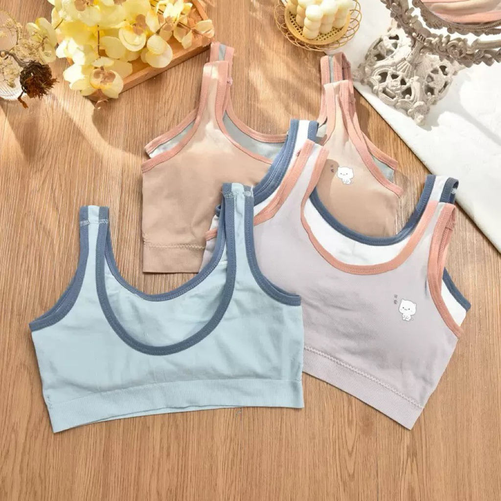 สินค้าพร้อมส่งเสื้อในเด็กโต สไตล์ใหม่วัยรุ่นชุดชั้นในไม่มีเหล็กห่วงเสื้อกล้ามบางรุ่น สายยืดหยุ่นได้ดี