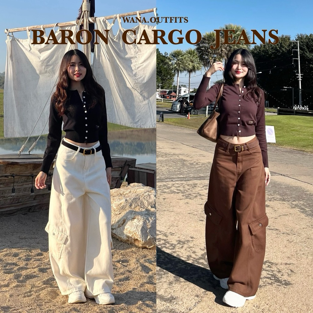 Baron Cargo Jeans กางเกงยีนส์คาร์โก้ ทรงกระบอกใหญ่