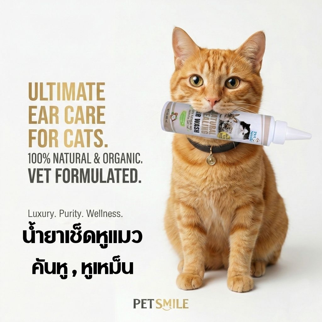 Petsmile Natural Healing Ear Wash for Cat 100ml (น้ำยาเช็ดหูสำหรับแมว)
