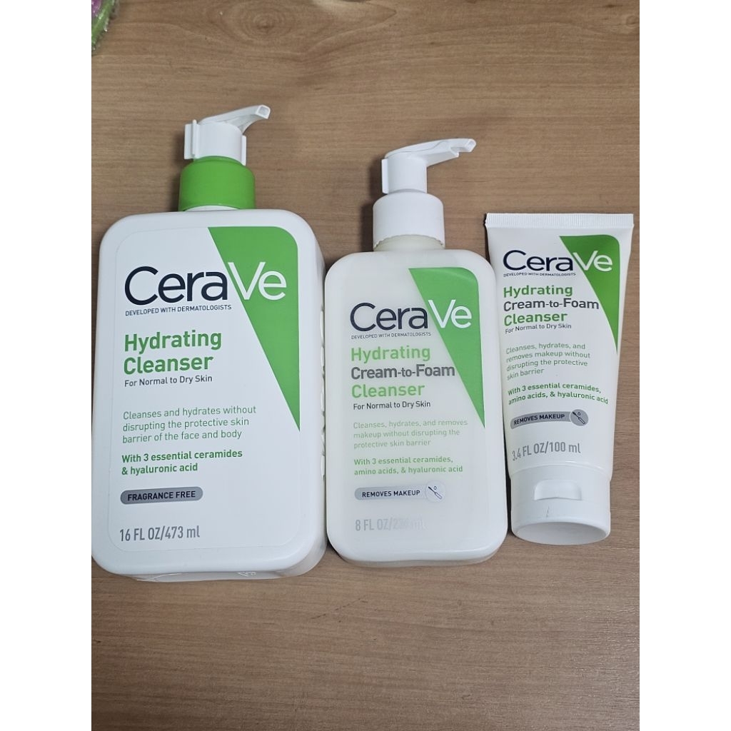 .CERAVE CLEANSER HYDRATING CLEANSER/FOAMING CLEANSER/HYDRATING CREAM TO FOAM CLEANSER