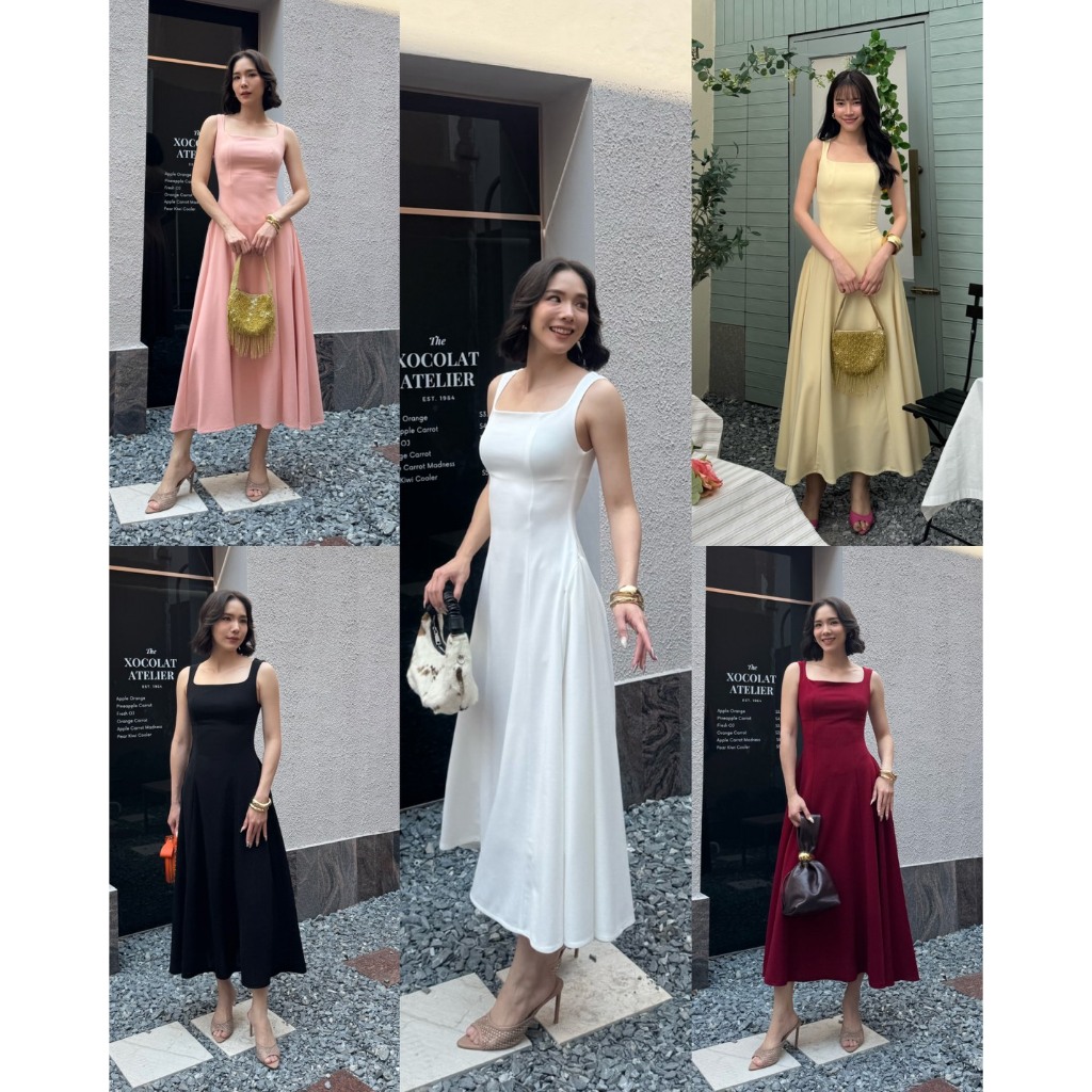colourblockmatter - Mello Dress เดรสผ้ายืด เดรสไปงาน เดรสไปงานแต่ง เดรสออกงาน ผ้ามีน้ำหนัก ทิ้งตัวสวย