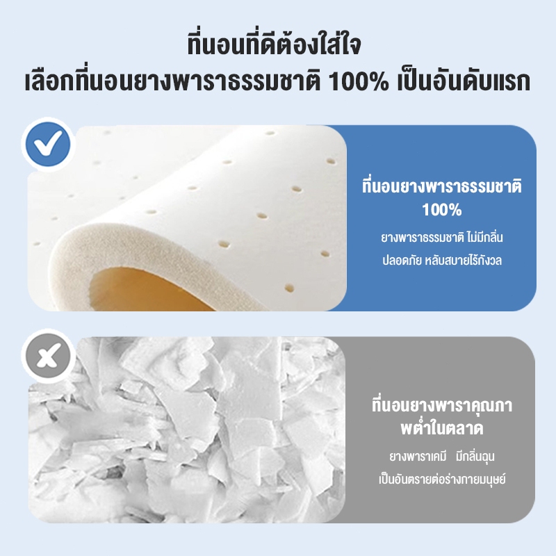 ที่นอนยางพารา 100% 3 ฟุต 3.5 ฟุต 5 ฟุต 6 ฟุต ช่วยลดอาการปวดหลัง  รองรับสรีระ  แบบนุ่มสบาย พับเก็บได้ นอนสบาย ที่นอน - รูปที่ 3