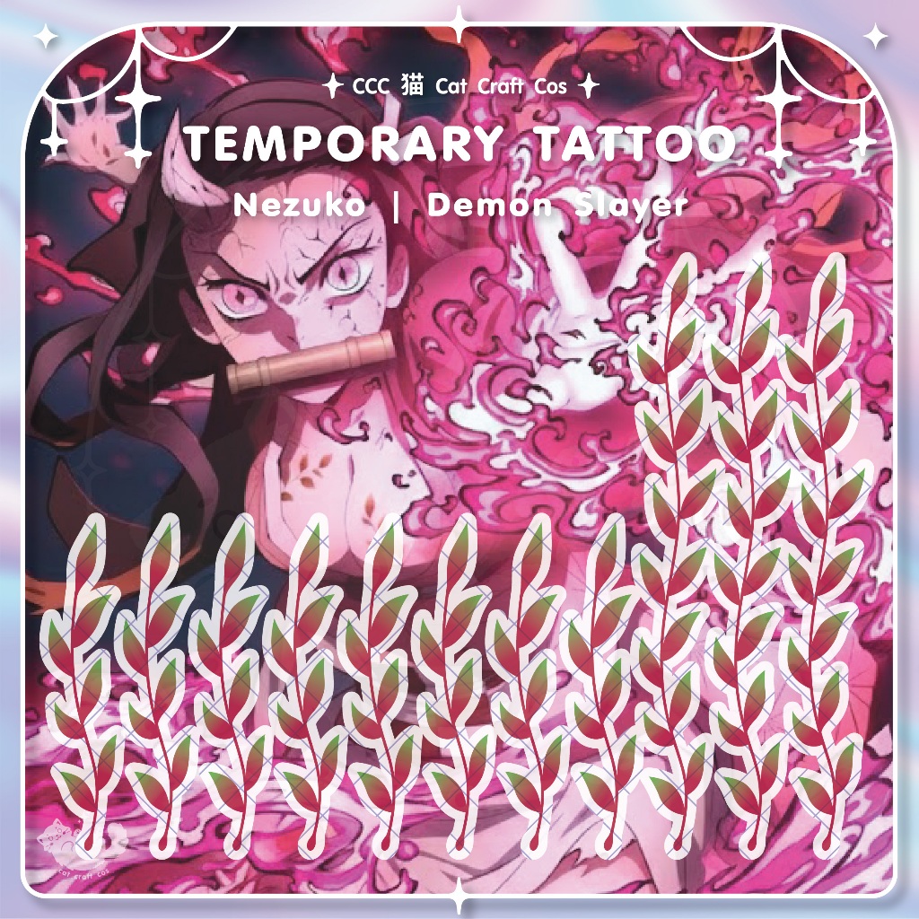 Nezuko เนซึโกะ Demon Slayer Tattoo แทททูชั่วคราวลอกลายน้ำ คอสเพลย์ | CCC猫