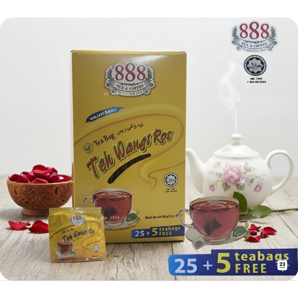 ผงชา 888 แบบถุงกรองชา(1กล่องมี30ซอง)2g*30กลิ่นหอมสดชื่น