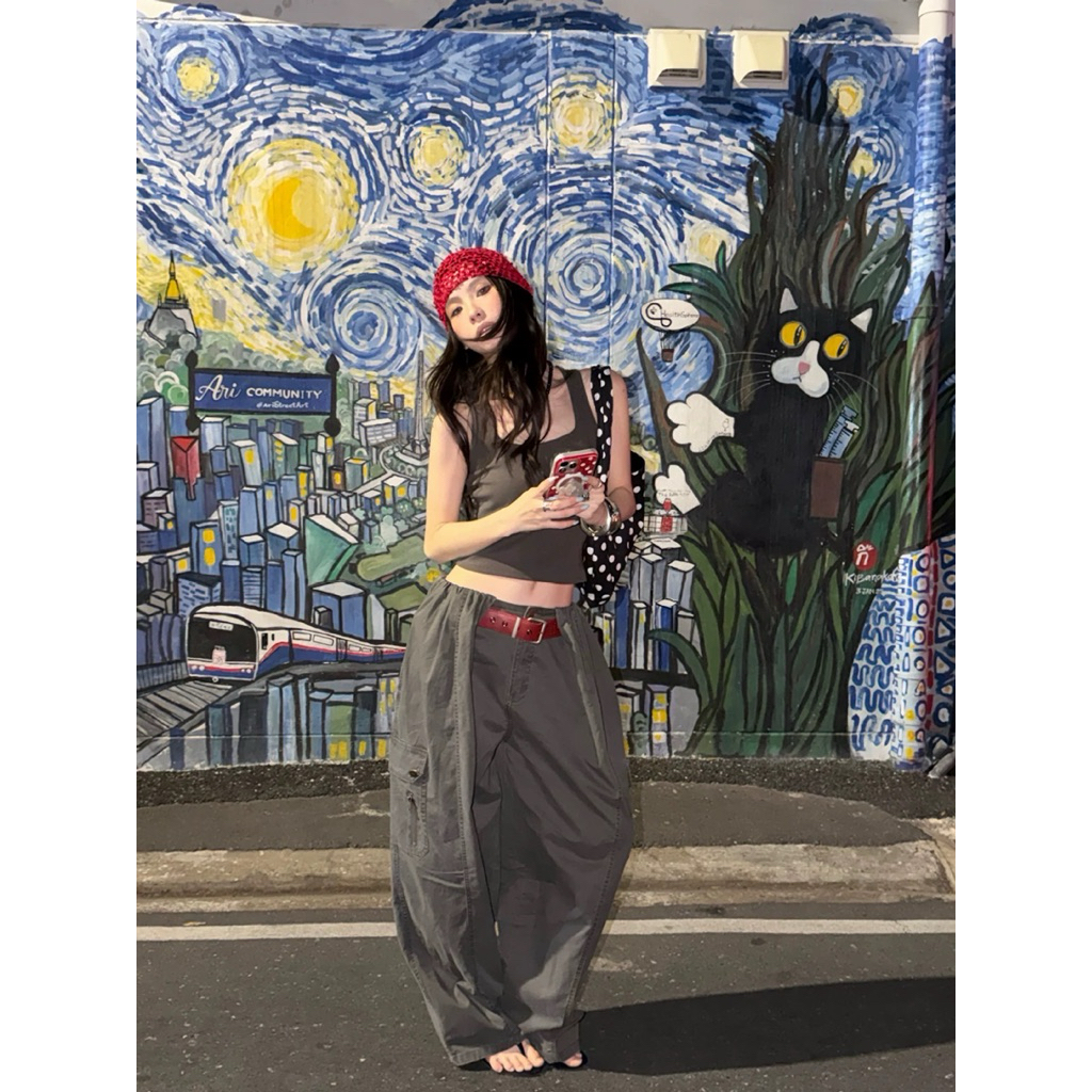 ส่งด่วน 🛵 #26K059 MMFISH 𝗥𝗢𝗠𝗘 𝗪𝗜𝗗𝗘 𝗟𝗢𝗡𝗚 𝗣𝗔𝗡𝗧𝗦 กางเกงขายาวทรงบอลลูน ดีไซน์ชิคทรงฮิต - รูปที่ 5