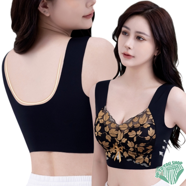 💚 B-816 ชุดชั้นในสาวอวบ PLUS SIZE แต่งด้วยผ้าลูกไม้เนื้อนิ่ม ไร้ขอบไร้โครง แฟชั่นสาวอวบ ส่งจากไทย💚