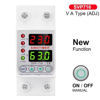 SINOTIMER ป้องกันไฟตก ซิโนไทเมอร์ AC ไฟเกิน ไฟกระชาก กันไฟตก ปรับตั้งค่าแรงดัน Over Voltage and Under 40A 63A SVP716