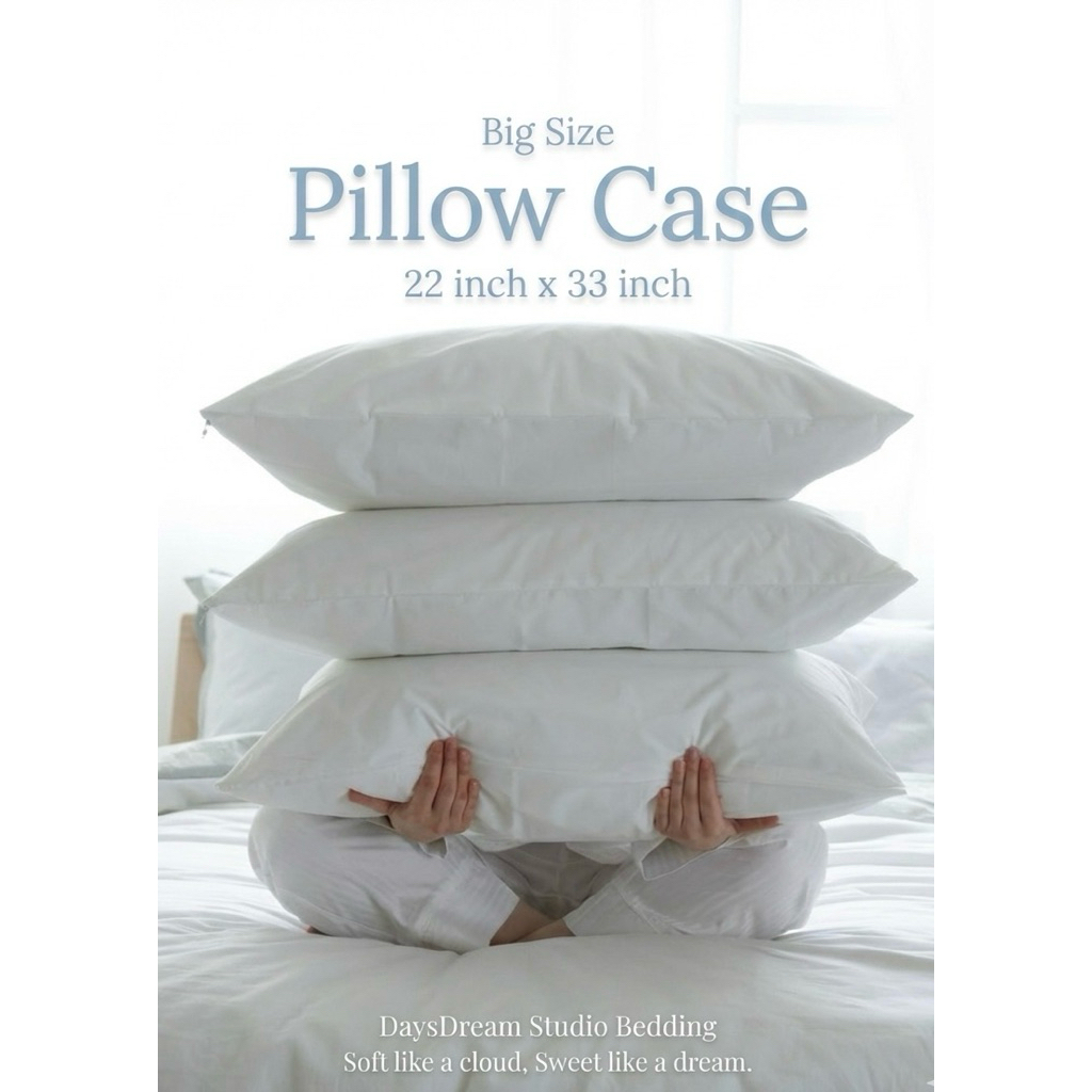 ปลอกหมอน กันไรฝุ่น Jumbo Size 22” x 33” ผ้าซาติน กันหน้ายับ ผ้าคัตต้อน 125g Five-Star Hotel Quality