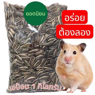 ทานตะวัน Aป้อม  1 kg เม็ดใหญ่ เกรดA อาหารนกแก้ว และสัตว์ฟันแ…