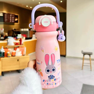 🦊🐰พร้อมส่ง🐰ขวดน้ำเก็บอุณหภูมิ zootopia2 แถมพวงกุญแจ น่ารักม๊ากก