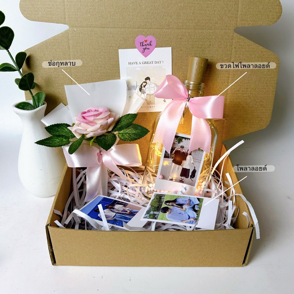 เซ็ตกุหลาบพร้อขวดไฟ ของขวัญ