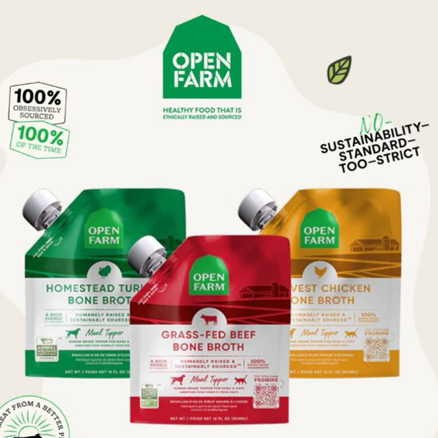 Petbite🐶🐱 open farm น้ำซุปกระดูก สำหรับสุนัขและแมว Bone Broth Dog Pouch