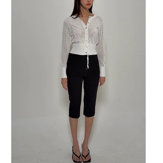 คาร์ดิแกนผ้าทอนิตดอกไม้ Rush Official Vera Cardigan มีดีเทลผูกริบบิ้นตรงเอว