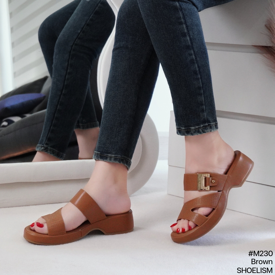 M230 #รองเท้าเพื่อสุขภาพ ดีไซน์สายไขว้เก๋ๆ ใส่แล้วเท้าเรียว ส้นสูงพอดี เดินนานไม่เมื่อย SHOELISM