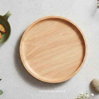 จานไม้กลม ขนาด 10 นิ้ว สำหรับใส่อาหาร