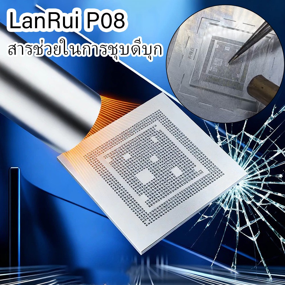Lanrui P08 ปะเก็นดีบุกป้องกันการระเบิด กระจกสีขาวพิเศษ ลวดเหล็กทนแรงกระแทก ทนความร้อนสูง แก้ไขปัญหา CPU บัดกรีแตก​