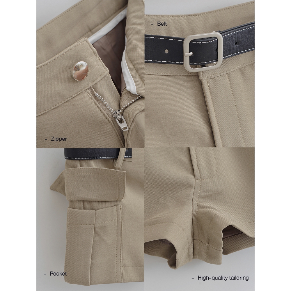 Molly Lady ❤️ Cargo Shorts กางเกงขาสั้นเอวต่ำ เข้ารูป มีกระเป๋าข้างพร้อมเข็มขัดหนัง  Low-waisted รูปที่ 6