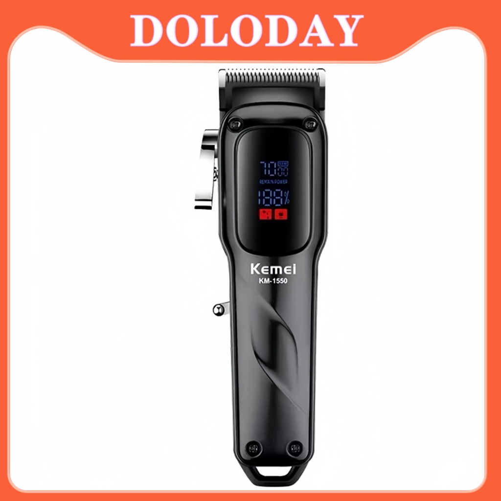Kemei km1550 ปัตตาเลี่ยนมืออาชีพผมไร้สายสําหรับผู้ชาย - เครื่องตัดเสียงรบกวนต่ําพร้อมจอแสดงผล