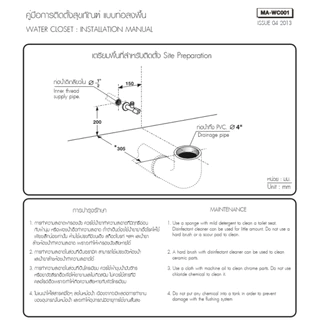 COTTO WORTH สุขภัณฑ์ รุ่น C11000 ประหยัดน้ำ 3/4.8 ลิตร สีขาว ของแท้