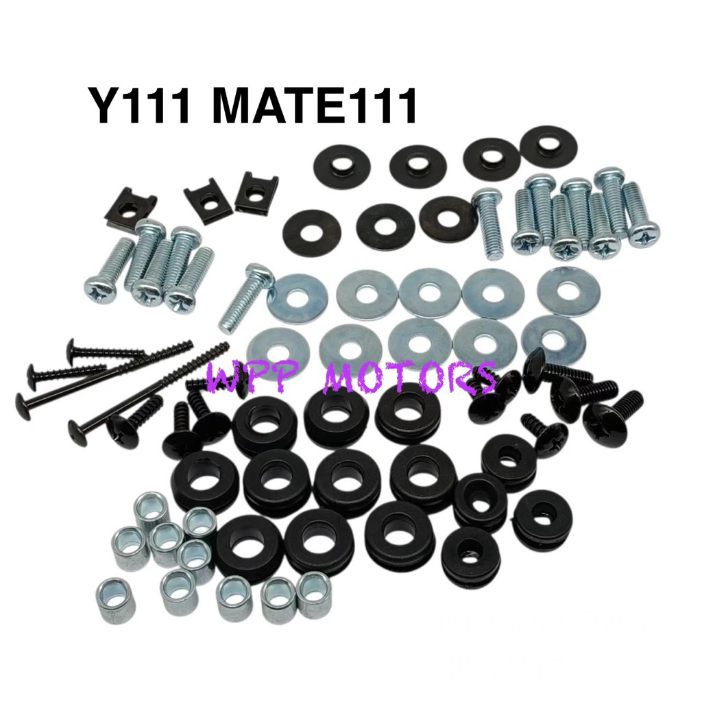 น็อตชุดสี น็อตเฟรม Yamaha Y111 Mate111 พร้อมกิ๊บ ทั้ง คัน สินค้าได้ครบตามภาพประกอบ สินค้าพร้อมส่ง