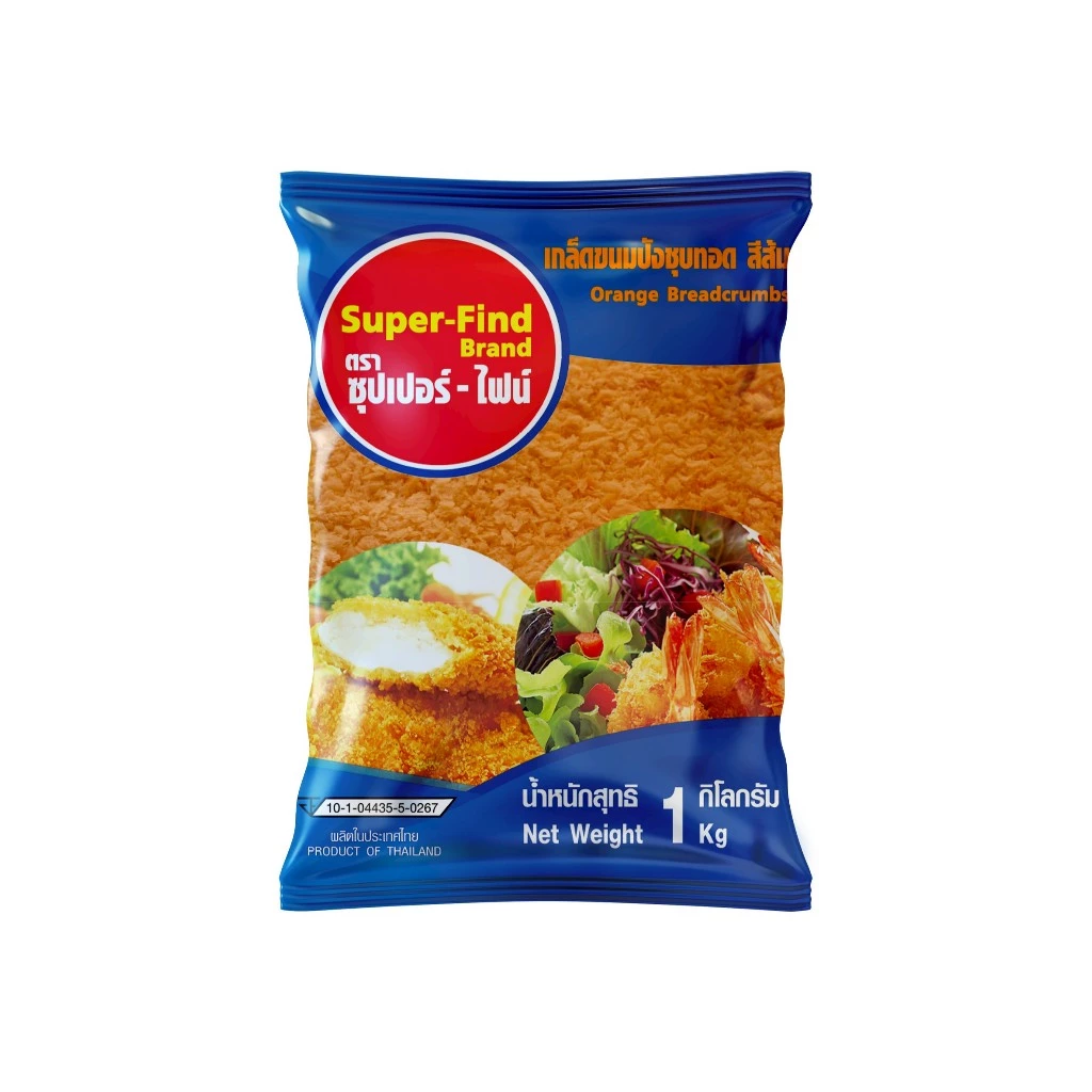 เกล็ดขนมปังสีส้ม ตรา super-find ขนาด 1000 กรัม เกล็ดส้ม เกล็ดขนมปัง ซุปเปอร์ไฟน์ เกล็ดชุบทอด
