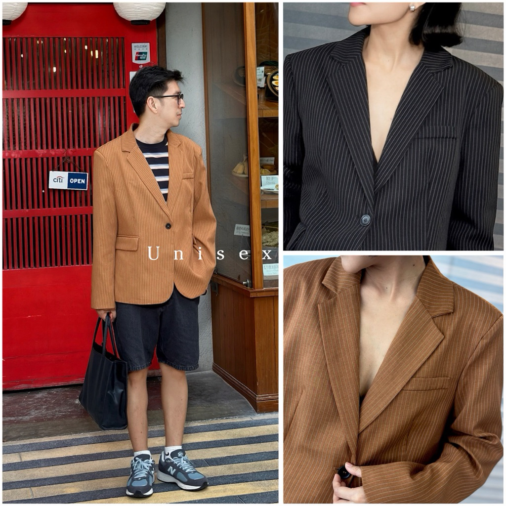 yipso P11 (blazerริ้ว ทรงกระชับหุ่น)