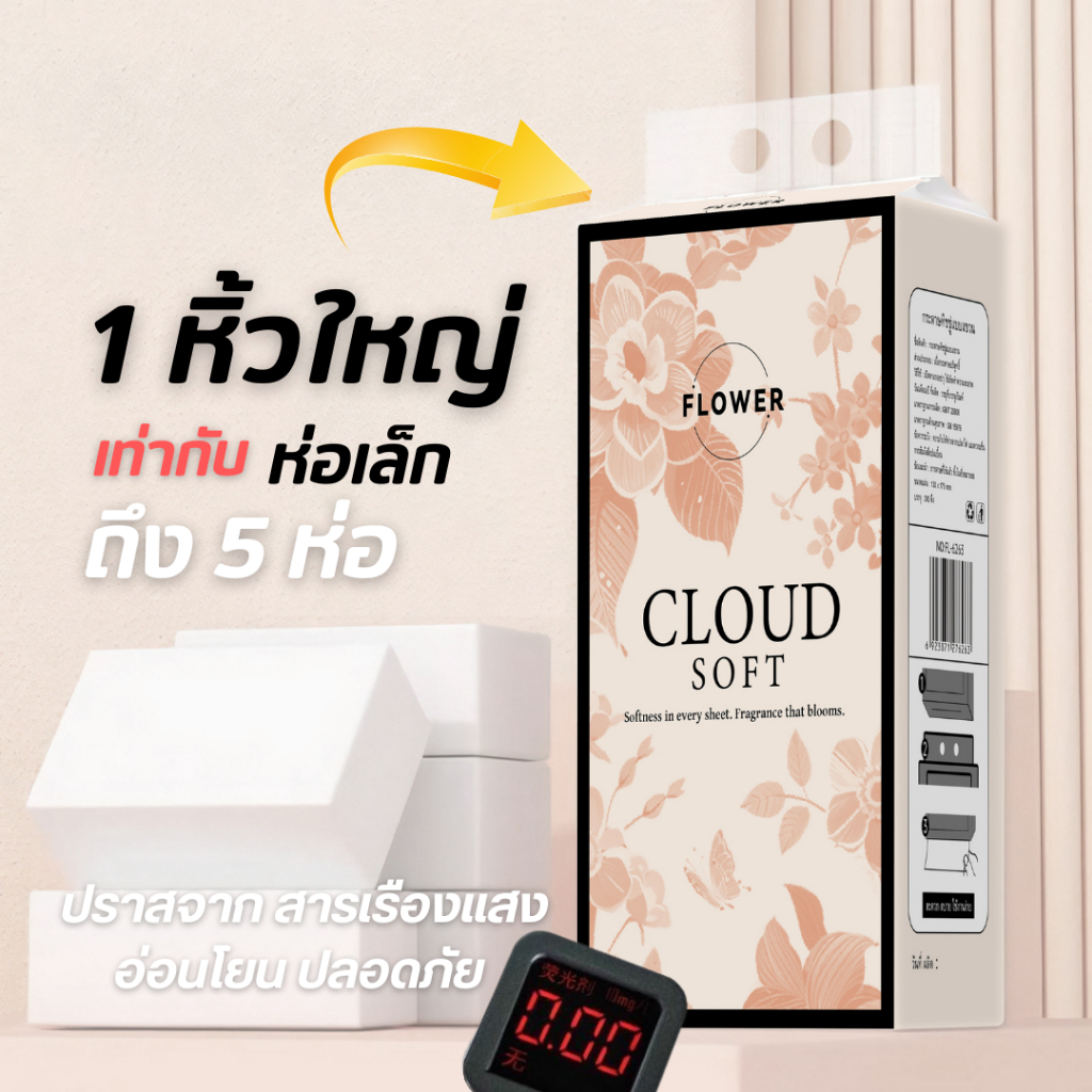 【S12】ยกลัง  14 หิ้ว ทิชชู่แขวนต้นไม้  FLOWER ทิชชู่แบบดึง    ทำความสะอาดผิวหน้า อย่างดี รูปที่ 7