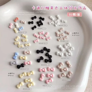 อะไหล่เรซิ่นโบว์ติดเล็บ เพิ่มความน่ารักให้กับหน้าเล็บ 50 ชิ้น/ห่อ สินค้าพร้อมส่ง