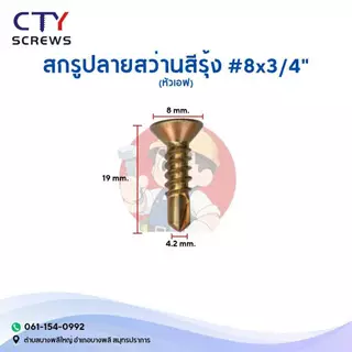 CTY สกรู สกรูปลายสว่านหัวเตเปอร์ หัวเอฟ สีรุ้ง CT ยกกล่อง สกรูหัวแบนสีรุ้ง