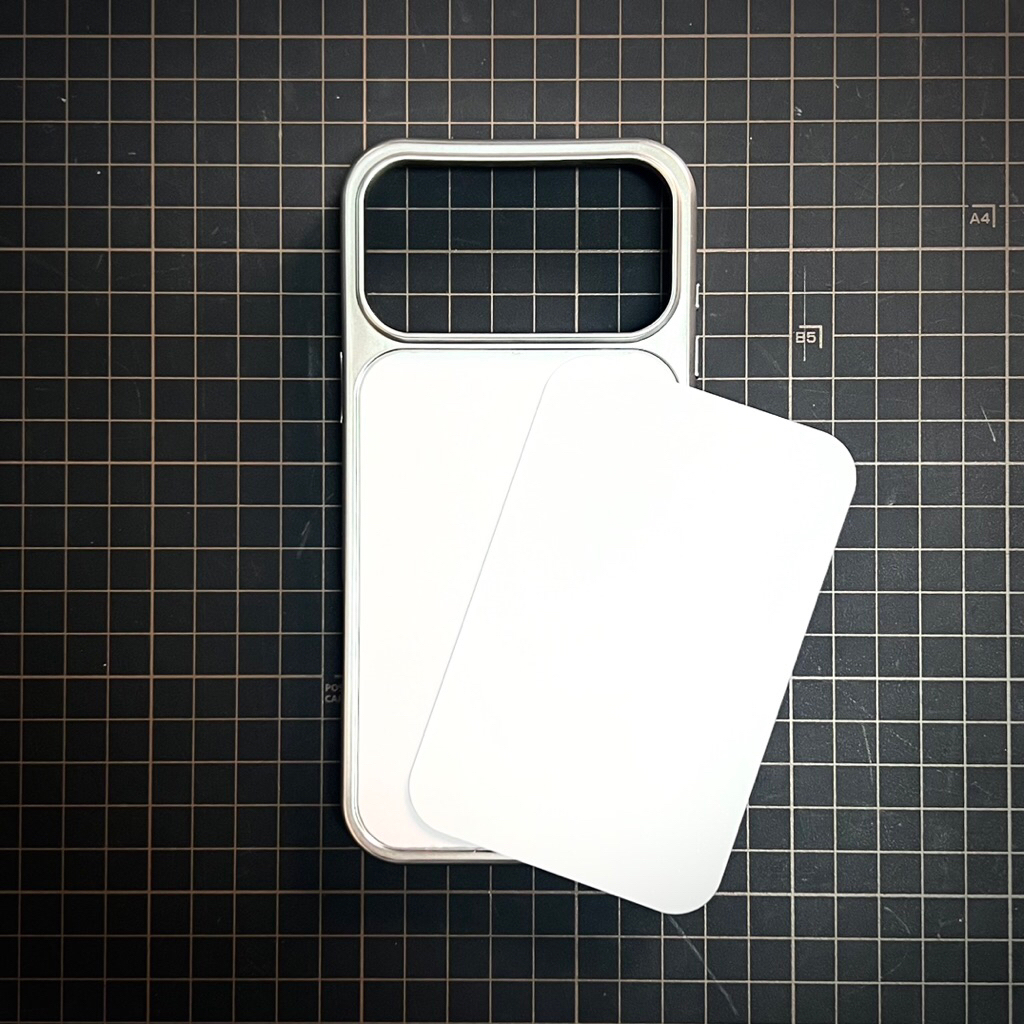 เคสเปล่าแปะหลัง ขอบเงิน (สำหรับสกรีน) iphone พร้อมแผ่นสกรีน แบบธรรมดา / แม่เหล็ก