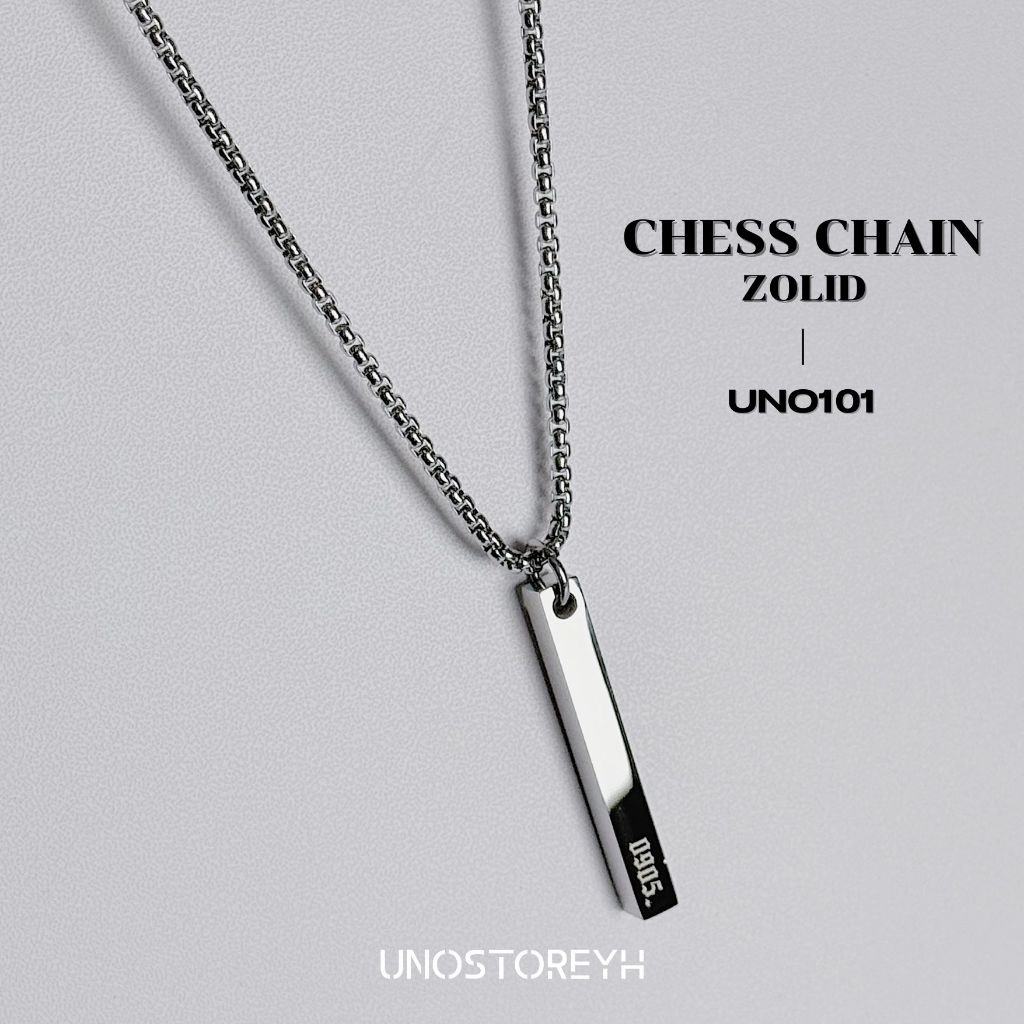 UNO101🔥 ⚠️อ่านวิธีการสั่งซื้อรูป2 ❗️ดูFontรูป3❗️”สร้อยคอChess Chain จี้รุ่นZolid”
