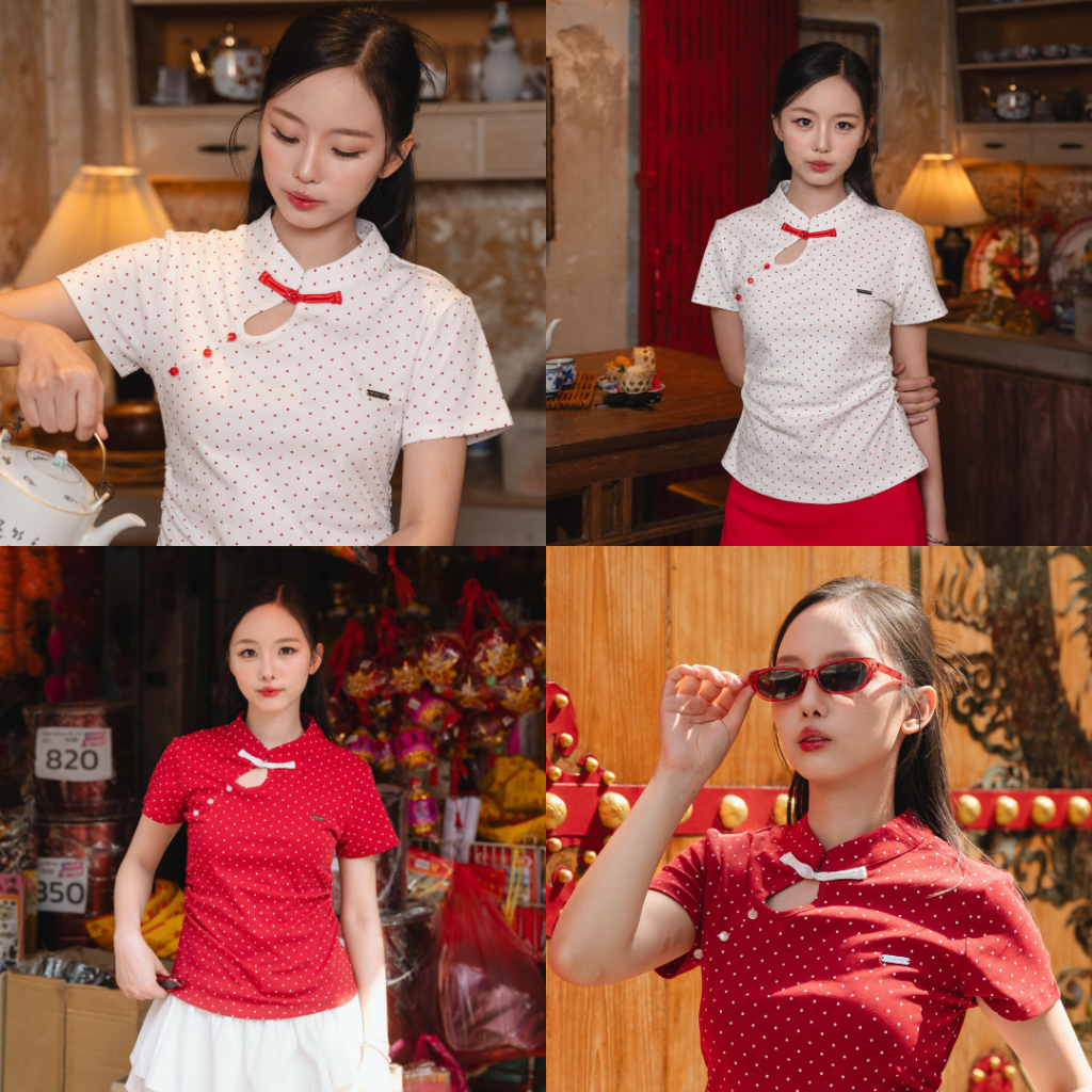 Nineties Design :  Lunar New Year 2026 เสื้อเชิ้ต กี่เพ้า รุ่น Polka Charm